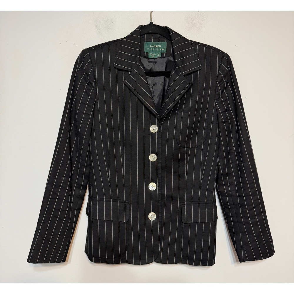Lauren Ralph Lauren Quiet Luxury Pinstripe Blazer Women Sz 6 Office Siren Preppy - Picture 2 of 7